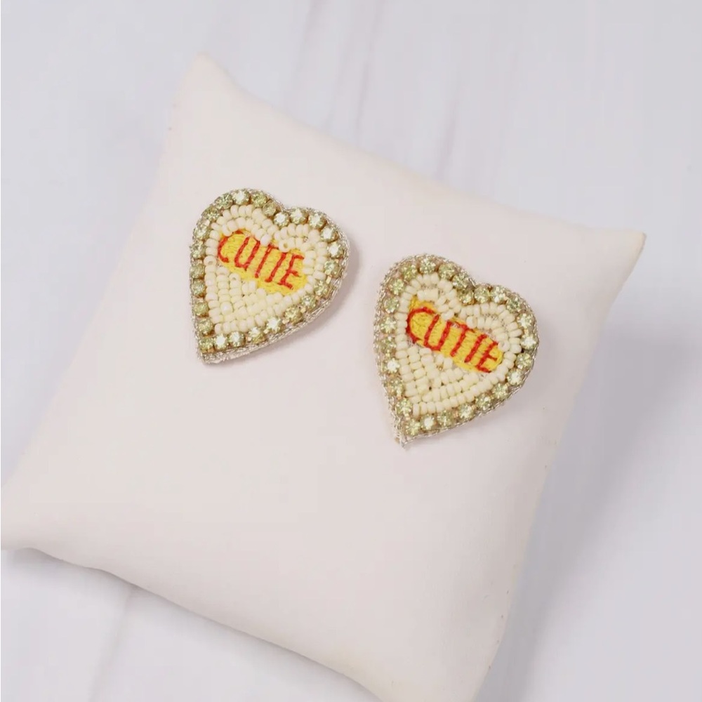 Conversational Heart Earrings Valentines Day Earrings